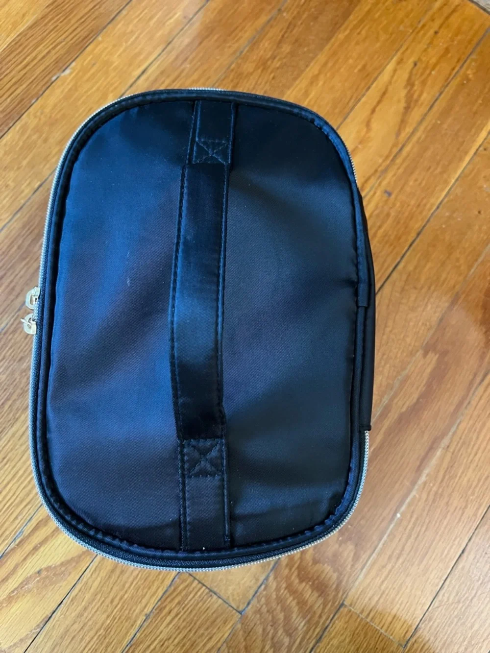 Hands Free Nursing Pump Black Bag with Gold Hardware, Tan Interior